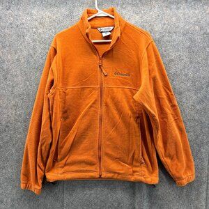 Columbia Sweater Men Medium Orange Full Zip Fleece Steens Mountain 2.0 Jacket
